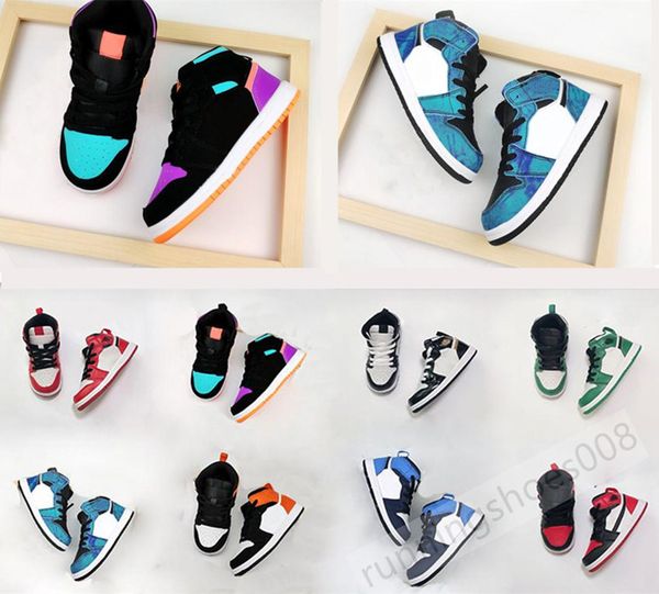 

infants 1s i children basketball sneaker pine green game royal scotts obsidian melody mid multi-color tie-dye kids shoes boy girls sneaker, White;red