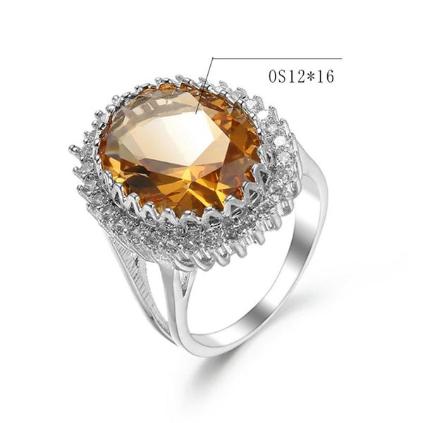 

wedding rings elegant radiant sparkling cubic zircon stone women ring silver color retro hyperbole polychromatic big cz for jewelry, Slivery;golden