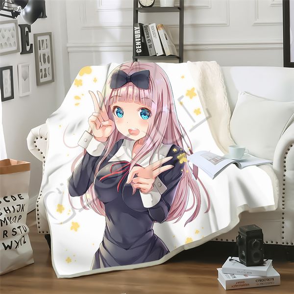 

anime kaguya sama love is war blanket 3d print double layer sherpa blanket on bed home textiles dreamlike style