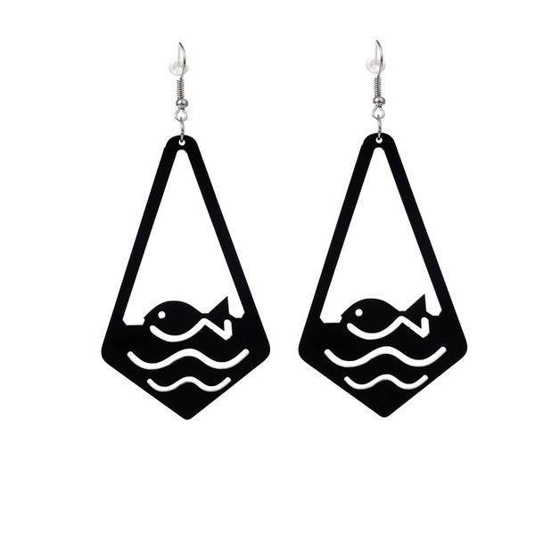 

2020 новая мода геометрическая black fish кулон серьги простой смешной акриловые серьги для женщин партии ювелирных изделий оптовая oorbelle, Silver