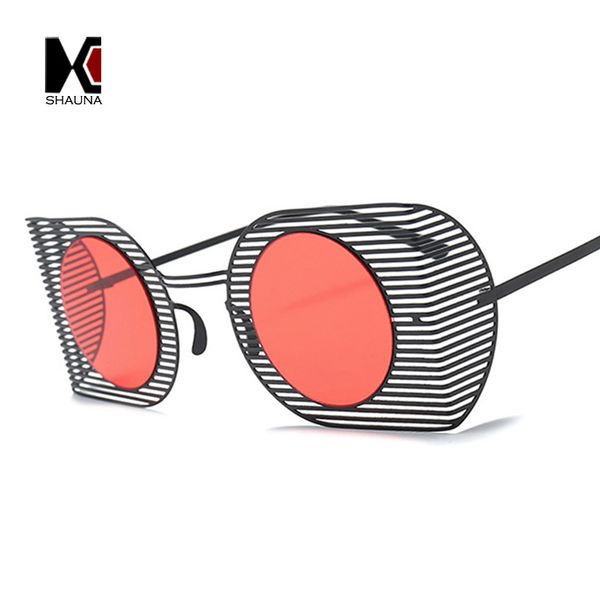 

sunglasses shauna ultralight punk style women goggle fashion hollow out frame men round red tinted lens glasses uv400, White;black