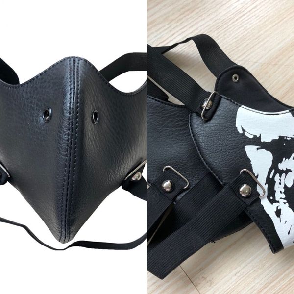 

pu leather fashion style anti-dust anti pollution washable masks outdoor windproof party face mask