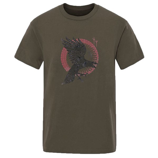 

2020 viking legend ragnar's raven hip hop t-shirts summer short sleeve funny crew neck clothing solid color 100% cotton t shirts