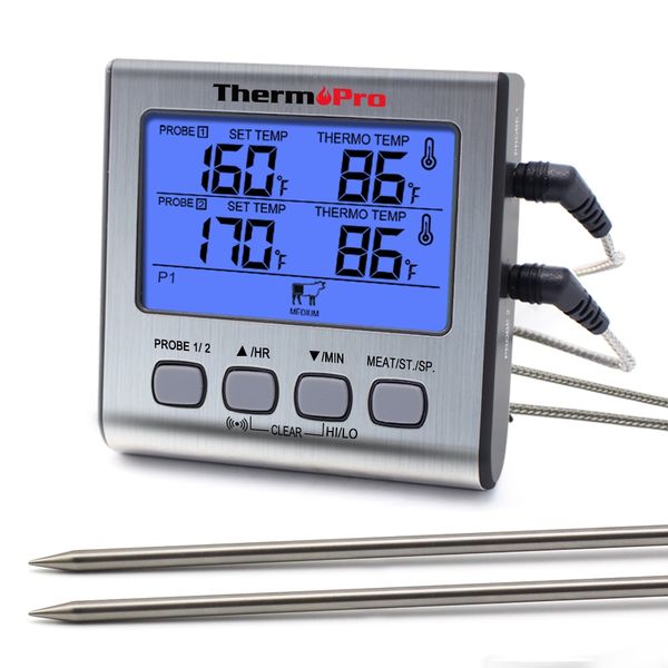 

thermopro tp17 dual probes digital outdoor meat thermometer cooking bbq oven thermometer with big lcd screen for kitchen t200603
