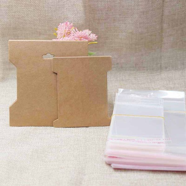 

2020 new zerong diy hair bandeau package card multi size vintage kraft hair band packing & display paper card 100pcs +100oppbag