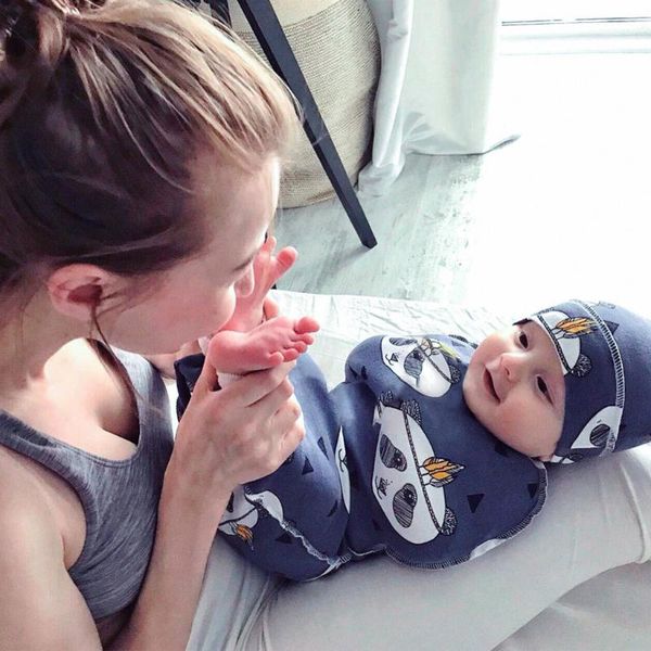 

newborn blankets bath baby swaddle kids cartoon print cotton fabric super soft stuff girls cloth towel wrap hat outfits#p30