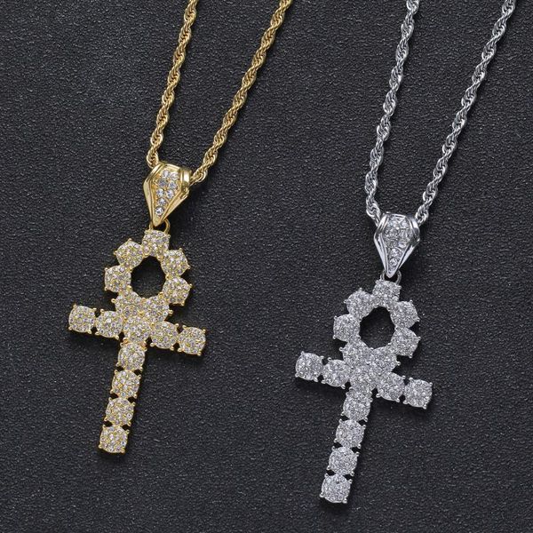 

золотой цвет цепи ожерелье ювелирные изделия женщины мужчины свадебная мода крест cz кристалл циркон камень ожерелье рождественский подарок, Silver