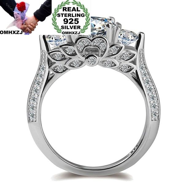 

omhxzj wholesale european fashion woman man party wedding gift silver white round zircon 925 sterling silver ring rr111, Golden;silver