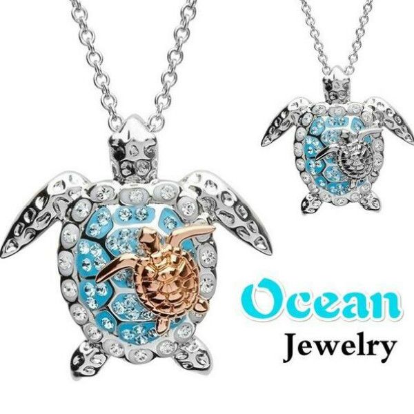 

pendant necklaces lovely cute ocean beach jewelry sea turtle necklace for women gold silver color crystal animal wedding party