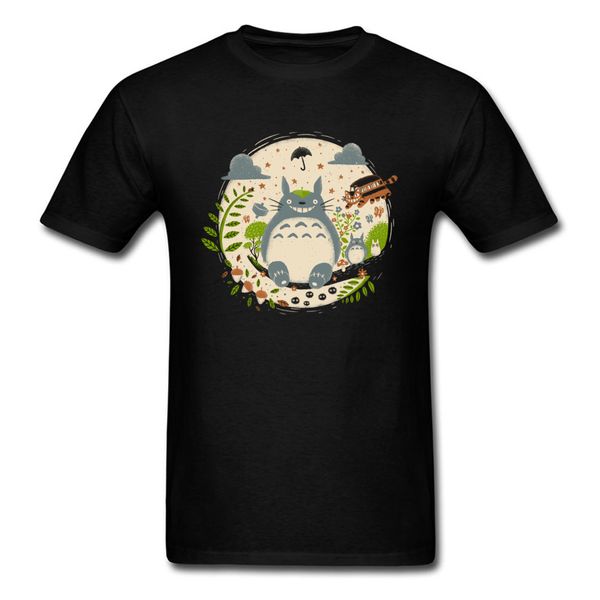 

magical forest t-shirt neighbor totoro men tees black t shirt cartoon anime printed clothing cotton tshirt for guys