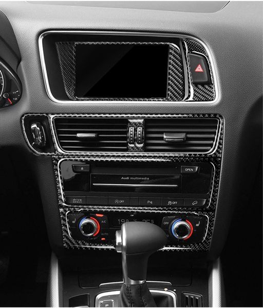 

for audi q5 sq5 auto interior air conditioning cd panel carbon fiber stickers navigation frame decals car styling accessories