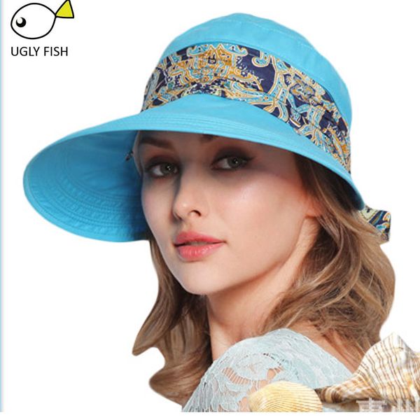 

wide brim hats sun summer for women beach hat visor, Blue;gray