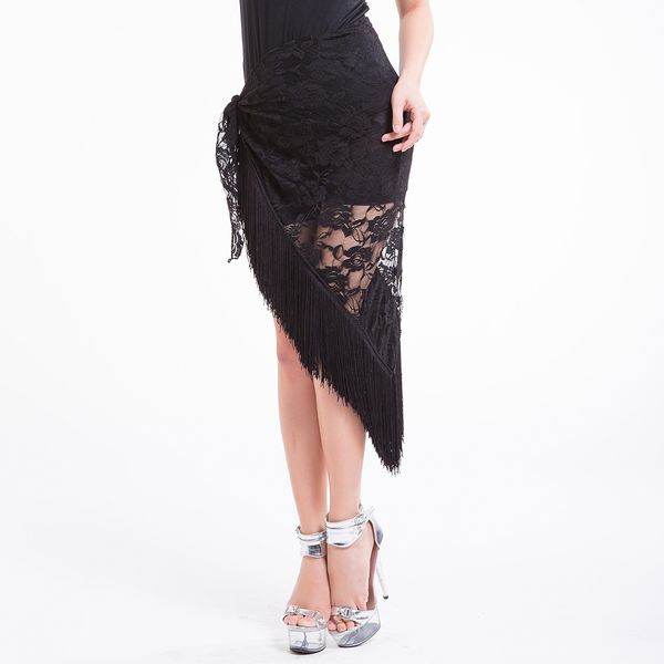 

belly dance tango cha cha tribal tassel lace triangle hip scarf wrap skirt, Blue