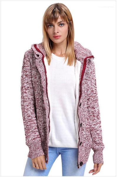 

zipper neck pocket coats casual female clothing autumn winter womens designer knitted coat solid color printed, Black;brown