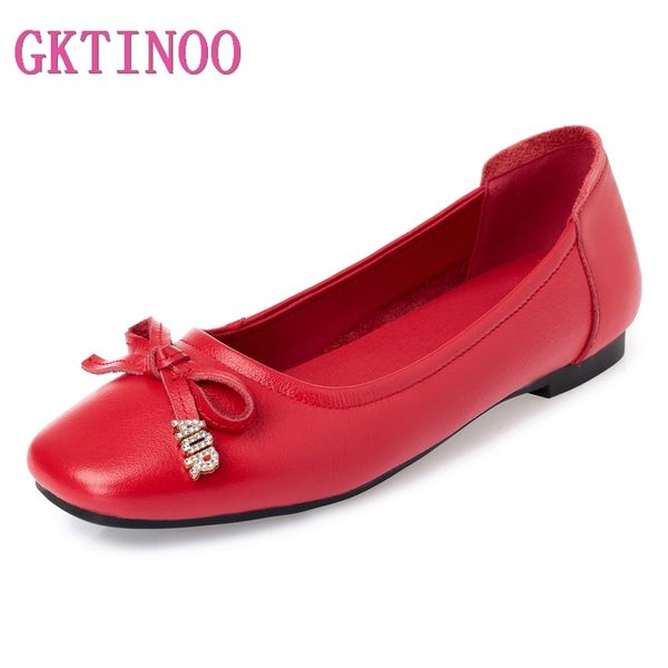 

gktinoo women shoes woman genuine leather flat shoes casual work loafers ballet flats new fashion women flats plus size 35-43, Black