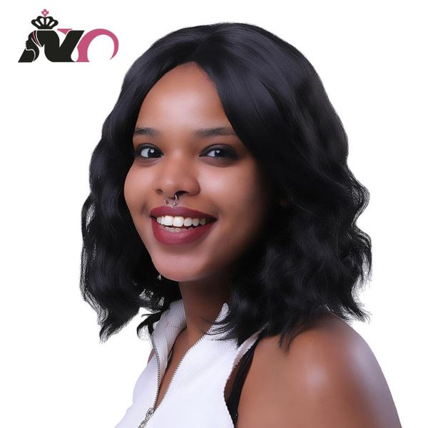 

ny hair bob body lace frontal wig short hair wig 100% human remy nature color for black women pre-plucked, Black;brown
