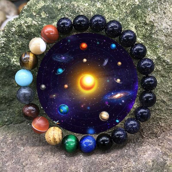 

charm bracelets napoln eight planets bead bracelet women natural stone universe yoga chakra solar for men jewelry drosphipping, Golden;silver