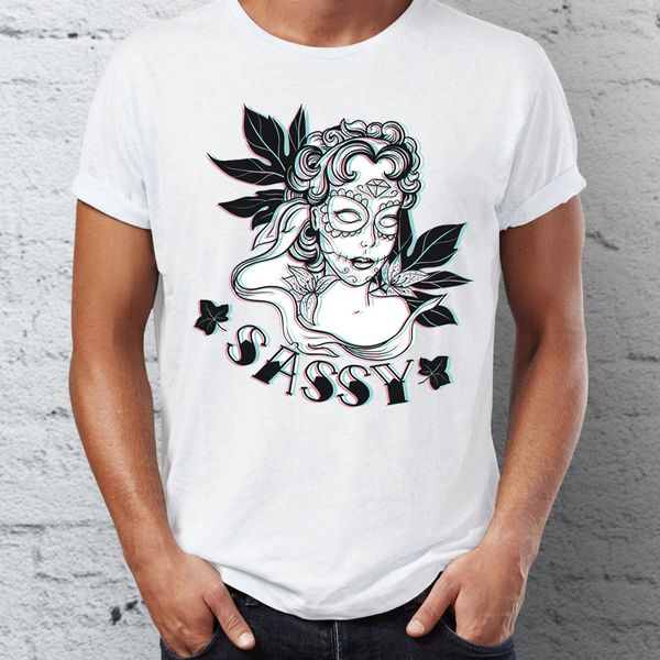 

мужская футболка sassy girl черный и белый арт высокий tee
