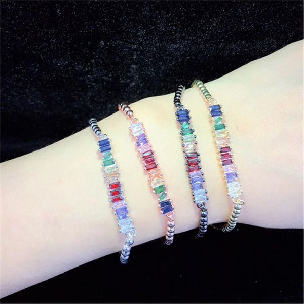 

10шт / много смешанных цветов латунь браслет pave радуга цирконий труб регулируемый браслет ювелирных изделий, Black
