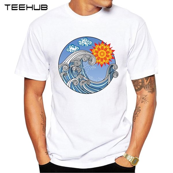 

new arrivals 2019 teehub cool men's fashion retro wave design t-shirt short sleeve o-neck hipster tee