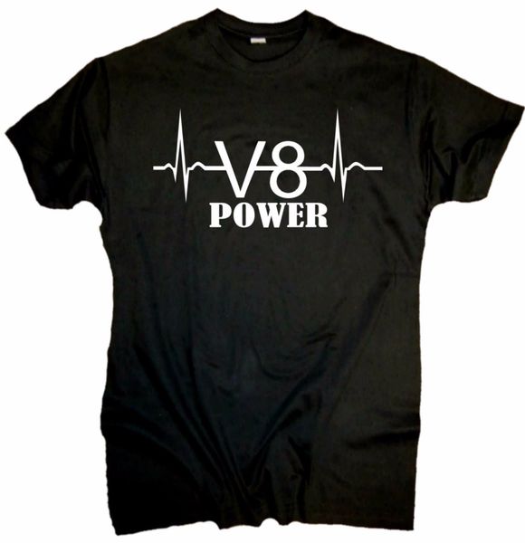 

2019 fashion mens v8 power race old school rod retro us car vintage t shirt tees