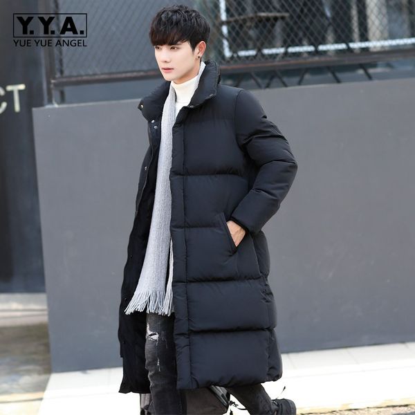 

men's down & parkas winter korean slim fit mens long parka coats big boy thicken jacket stand collar windbreaker warm overcoat large si, Black