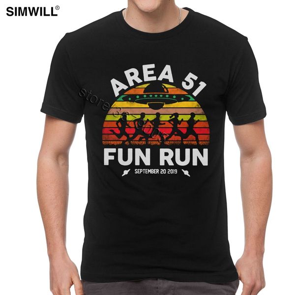 

vintage male area 51 t shirt fun run funny alien raid event t-shirts streetwear short sleeve cotton space ufo tees