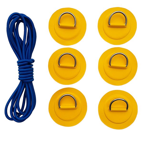 

упаковка 6 из нержавеющей стали d-ring patch / pad 5 мм х 5 м эластичный shock cord rope для пвх надувная лодка каяк плот dinghy - 6 цветов