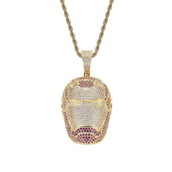 

pendant necklaces micro pave full cz iced out hero necklace bling hip hop punk rock party jewelry gift for men women, Silver