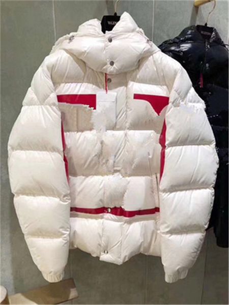 

19ss geometric printing down jackets hooded coat hoodie zippers pockets couple expedition fashion outwear warm winter jacket five color, Black