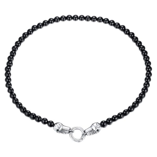 

1шт из нержавеющей стали призрак головки ожерелье из бисера ожерелье для человека (черный, Silver