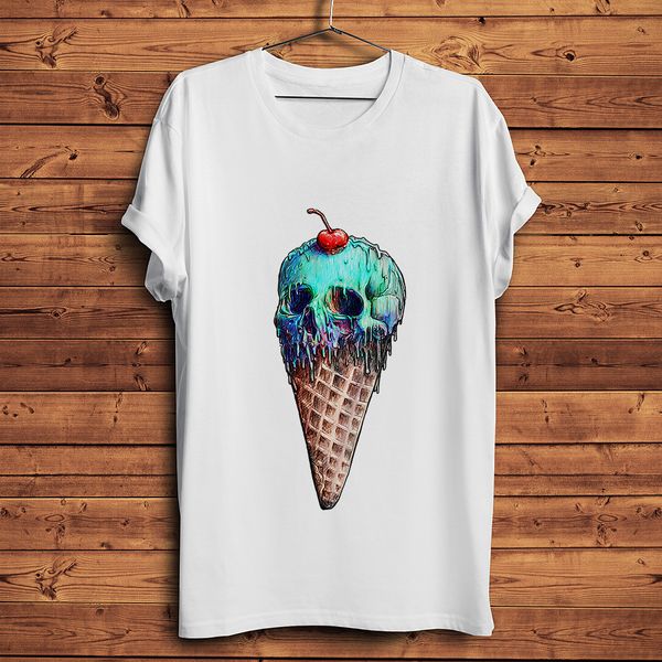 

skull ice cream funny t shirt men summer new white casual homme cool streetwear t-shirt tee