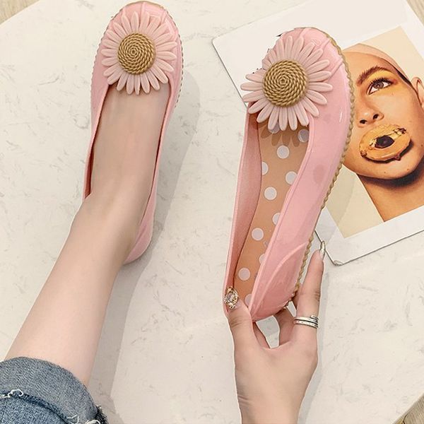 

women slip on pvc loafer ladies round toe flower non slip flat shoes woman fashion casual light comfort footwear female summer, Black