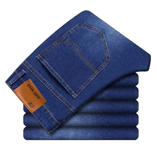 

2020 slim elastic jeans fashion business blue black classic male business comfortable trousers casual straight men denim pants