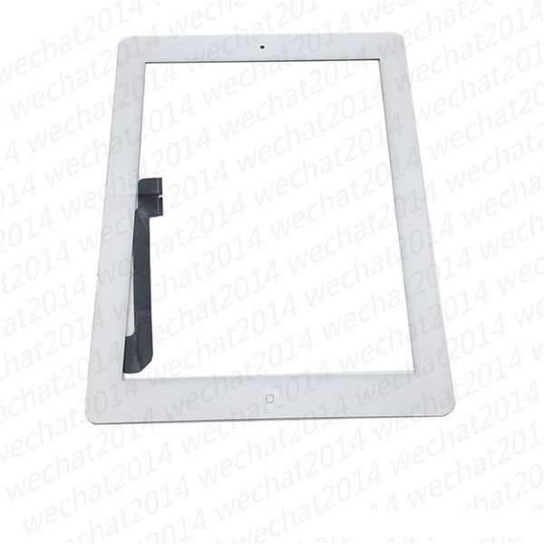 

150pcs touch screen glass panel with digitizer adhesive buttons for ipad 2 3 4 black and white dhl shipping