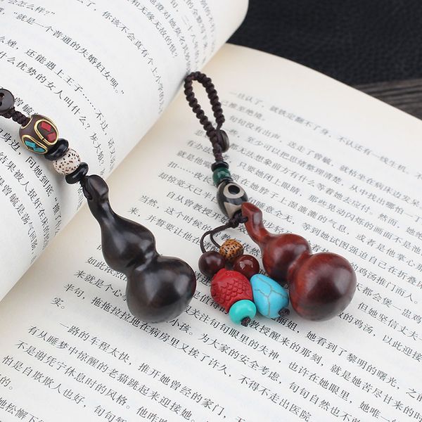

ebony wooden gourd car keychain pendant men and women high-end gift bag pendant, Silver