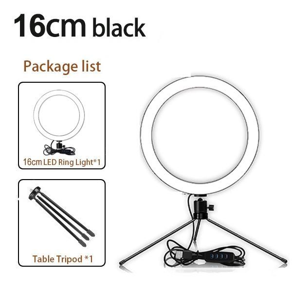 

live selfie light lamp 6 inch to 10 inch usb stick beauty tableholder table lamp camera video led circle ring light wholesale