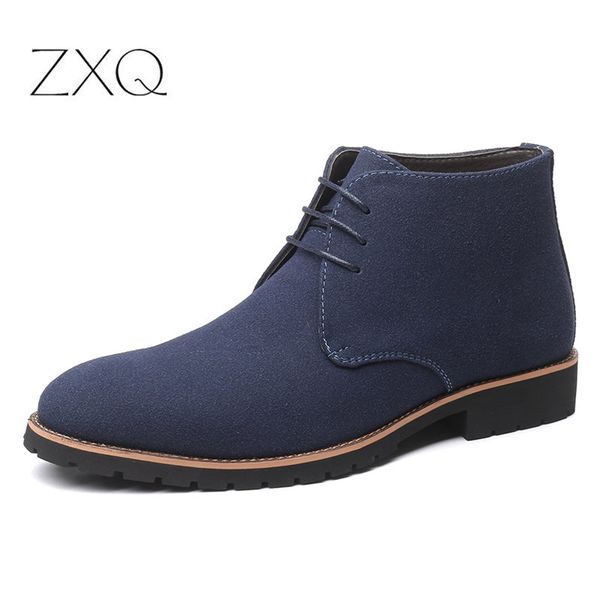 

plus size 38-48 black blue brown men boots solid casual leather autumn winter ankle boots male suede leather men shoes