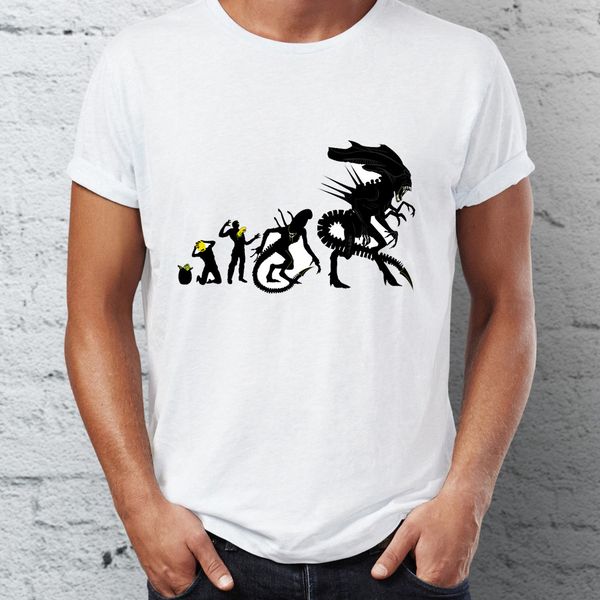 

мужская футболка чужеродные evolution смешные черный и белый арт высокий tee