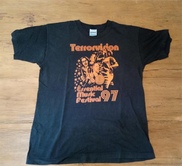 

rare vintage 90s terrorvision essential festival tee britrock britpop men t shirt