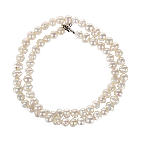 

white pearl freshwater choker necklace 5mm, Silver