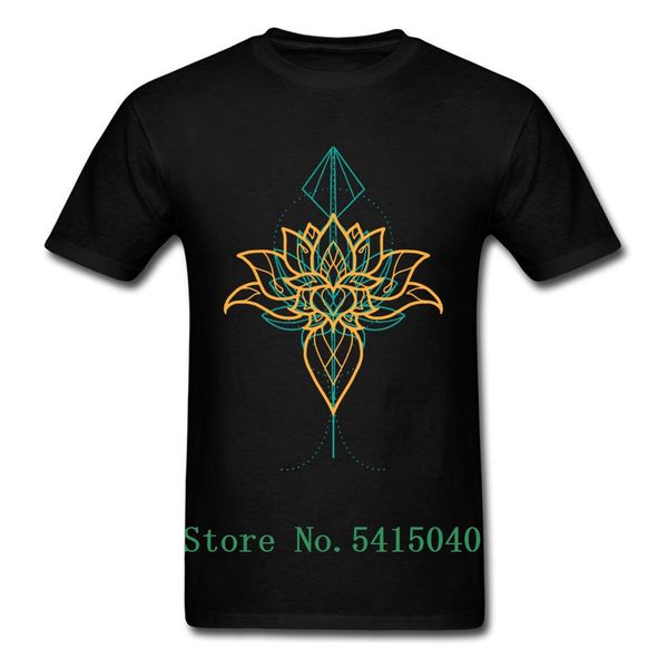 

inner peace t shirts hinduism men t-shirt buddhism lotus tshirt printed black clothes geometric tees fabric