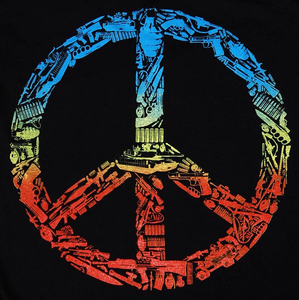 

2019 new men's graphic weapon peace sign no guns anti war world banksy graffiti man t-shirt m summer fashion