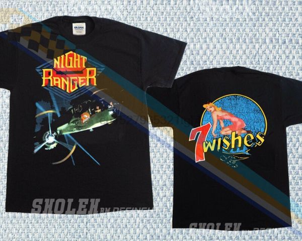 

night ranger 7 wishes 1985 new black t-shirt limited merch tour rare