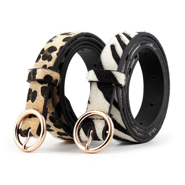 

fashion wild belt leopard snake snake zebra pattern ladies round alloy japanese word buckle decorative belt, Black;brown