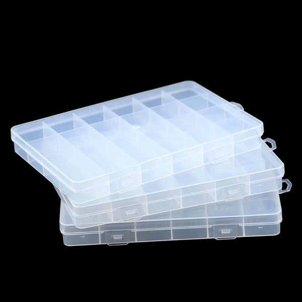 

jhnby plastic rectangle 24 grid compartment storage big box earring ring jewelry beads case container display diy accessories, Pink;blue