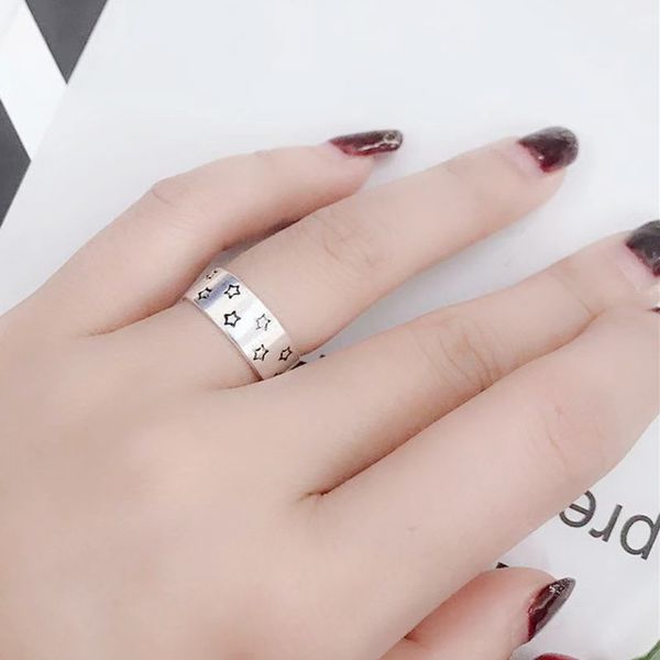 

wedding rings delicate wire drawing star thai silver color opening ring for women jewelry gifts wholesale, Slivery;golden