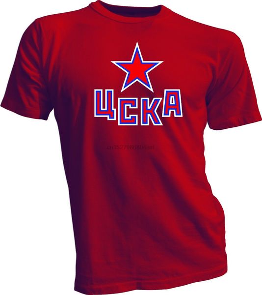 

hc cska moscow khl russian professional hockey red t-shirt new handmade