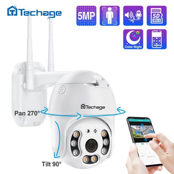 

techage 5mp ptz speed dome wifi ip camera 1080p outdoor wireless ai security camera 2mp full color night two way audio p2p onvif