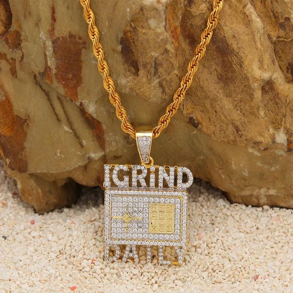 

quality safe deposit box pendant necklace hip hop personality wild iced out igrind daily cubic zircon rapper necklaces jewelry, Silver
